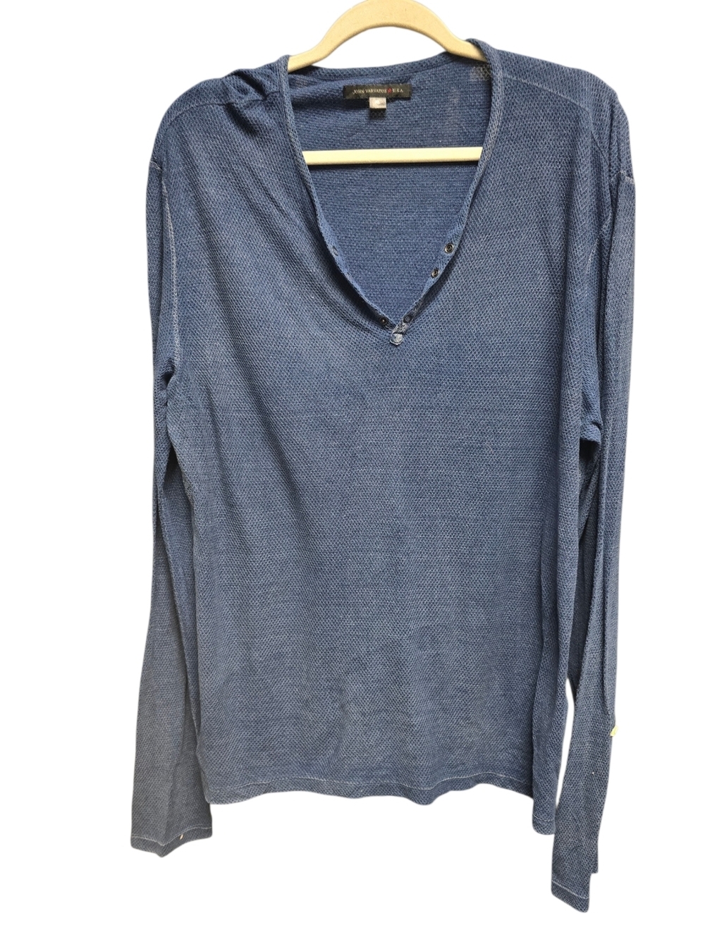 John Varvatos Waffle Henley shirt Blue Sz. XL